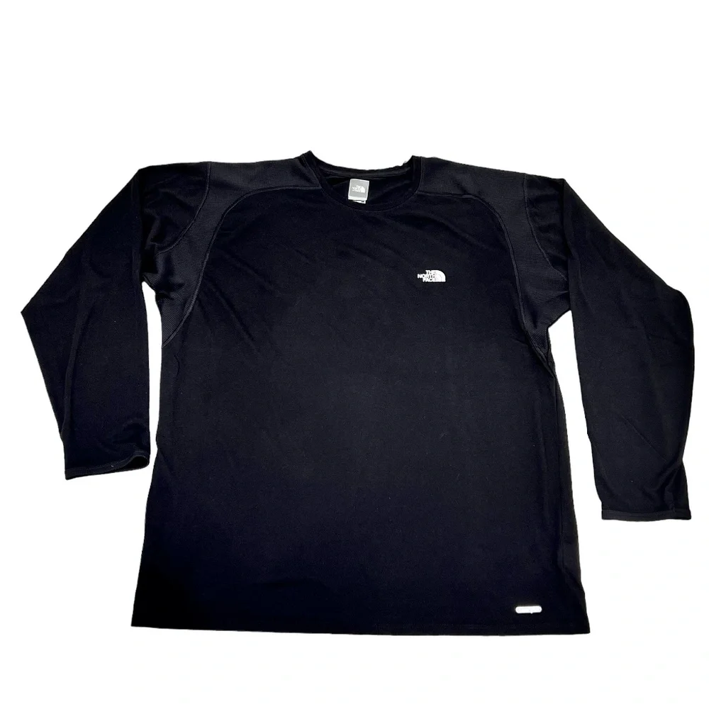 THE NORTH FACE BLACK VAPOR WICK LONG SLEEVE SHIRT WITH WAFFLE INSERTS UNDER ARMS